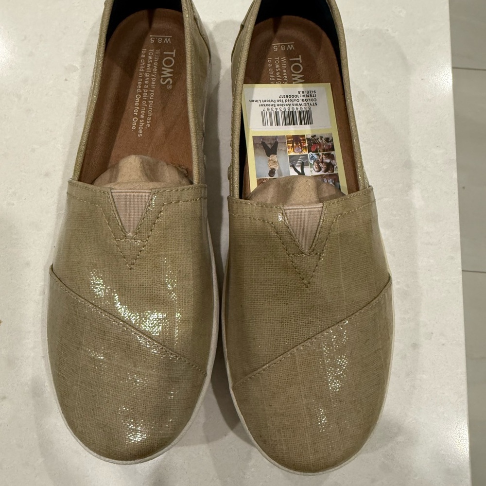 TOMS Gold Shimmer Slip-On Shoes